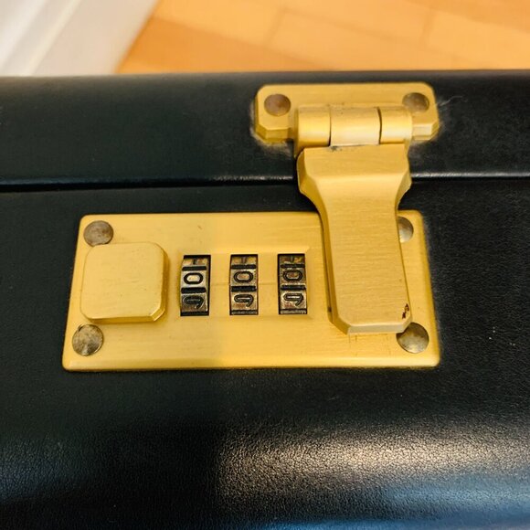 Coach Black Leather Hard Sided 4.5" Briefcase Rare Nos Vintage Made In The USA. - Picture 3 of 16